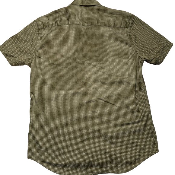 Stitch Note Green Short Sleeve Button Up with White Polka Dots Size L - Picture 2 of 6